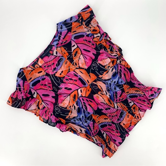 Tommy Hilfiger NWT Leaf Print Flutter Sleeve Smock Waist Blouse, XS - Picture 1 of 16